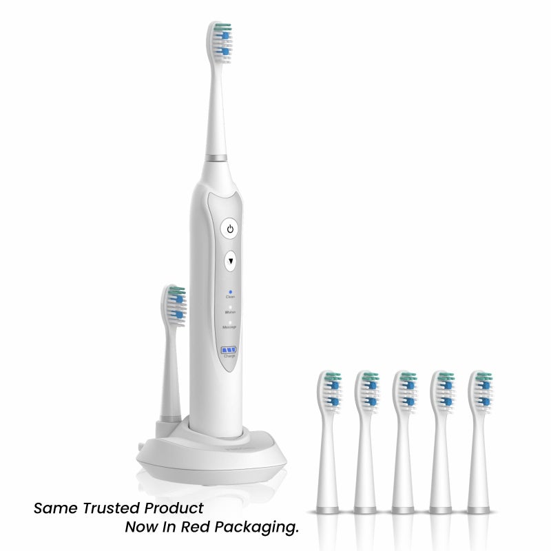 NetGen Sonic Electric Toothbrush for Adults with 5 Toothbrush Replacement Heads, 3 Brushing Modes & 2 Minutes Built-in Timer, Travel Toothbrushes with Inductive Charging, Rechargeable toothbrush | White - Image 2